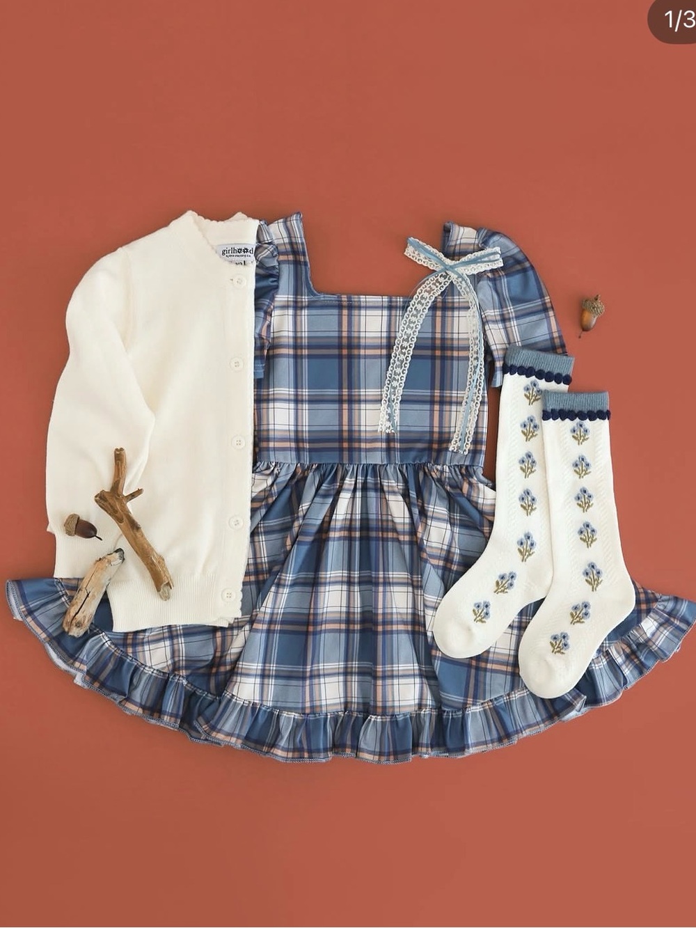 Girlhood by Little Stocking Co Blue Plaid Twirl Dress size 8